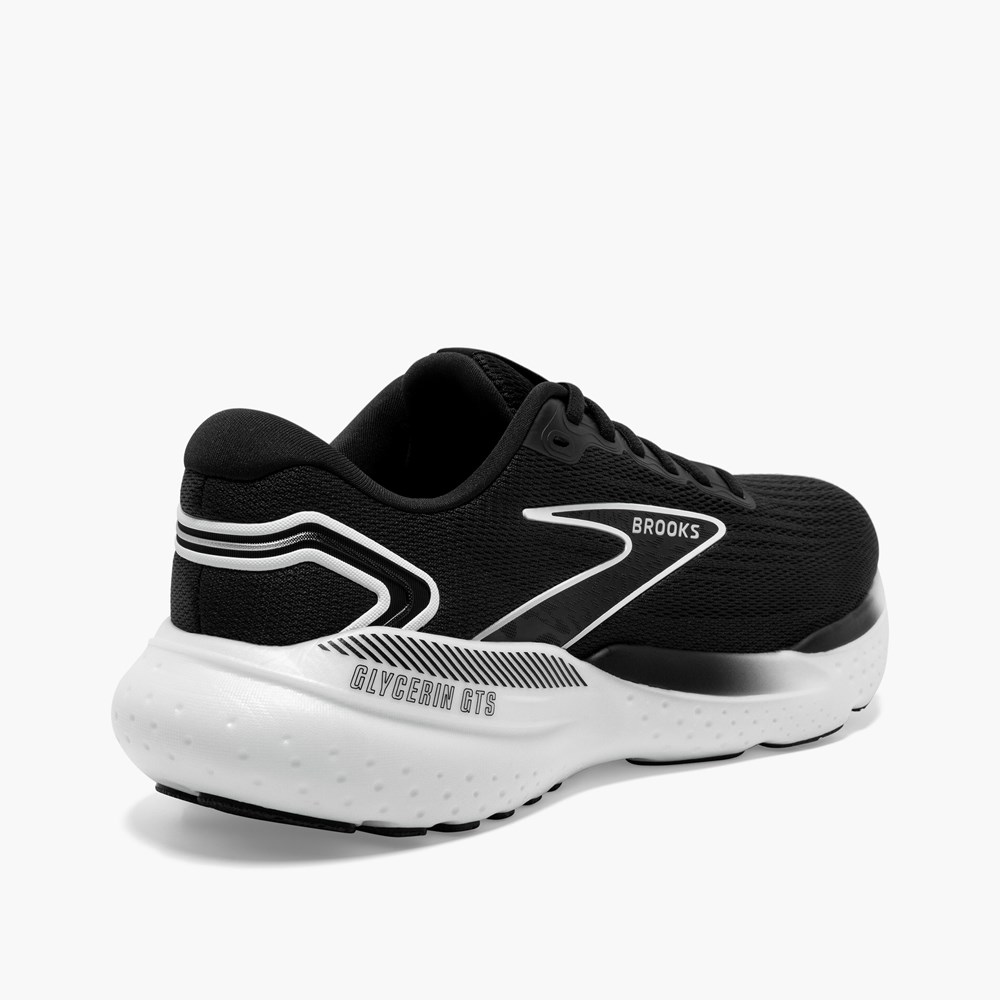 Chaussures Running Route Brooks Glycerin GTS 21 Noir Grise Blanche Femme | QHD-5536438